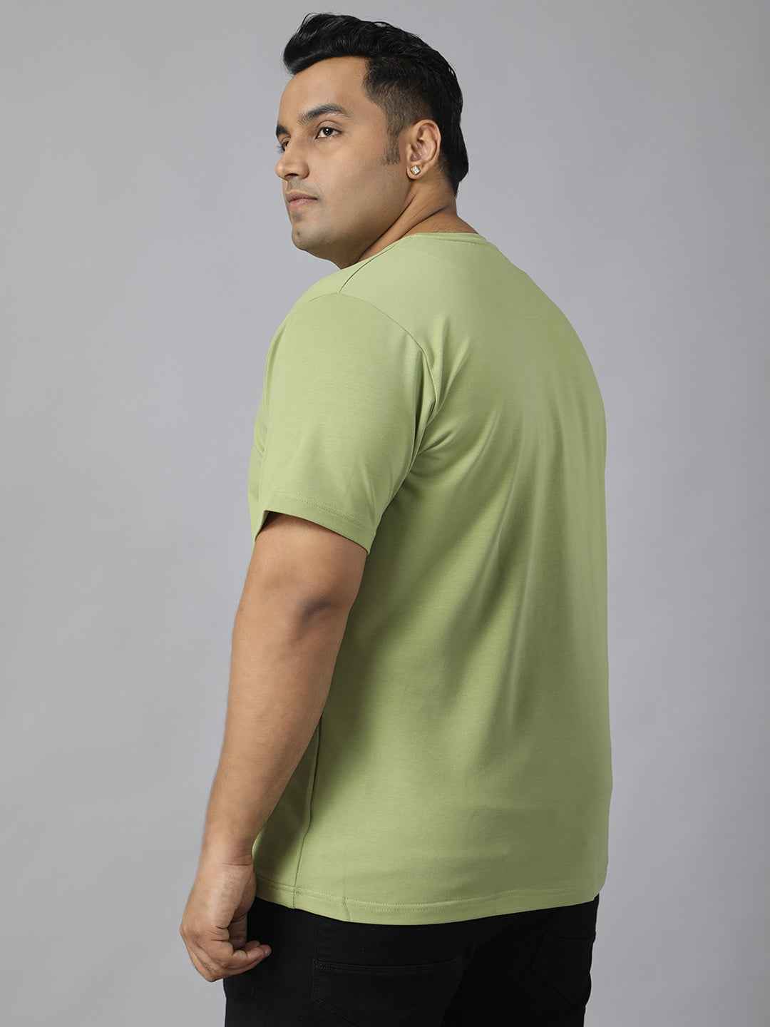 Men’s Plus Size Printed Crew Neck Half Sleeve T-Shirt, Modern Graphic Design, Stretchable Soft Fabric, Comfortable Everyday Casual Wear for All Seasons