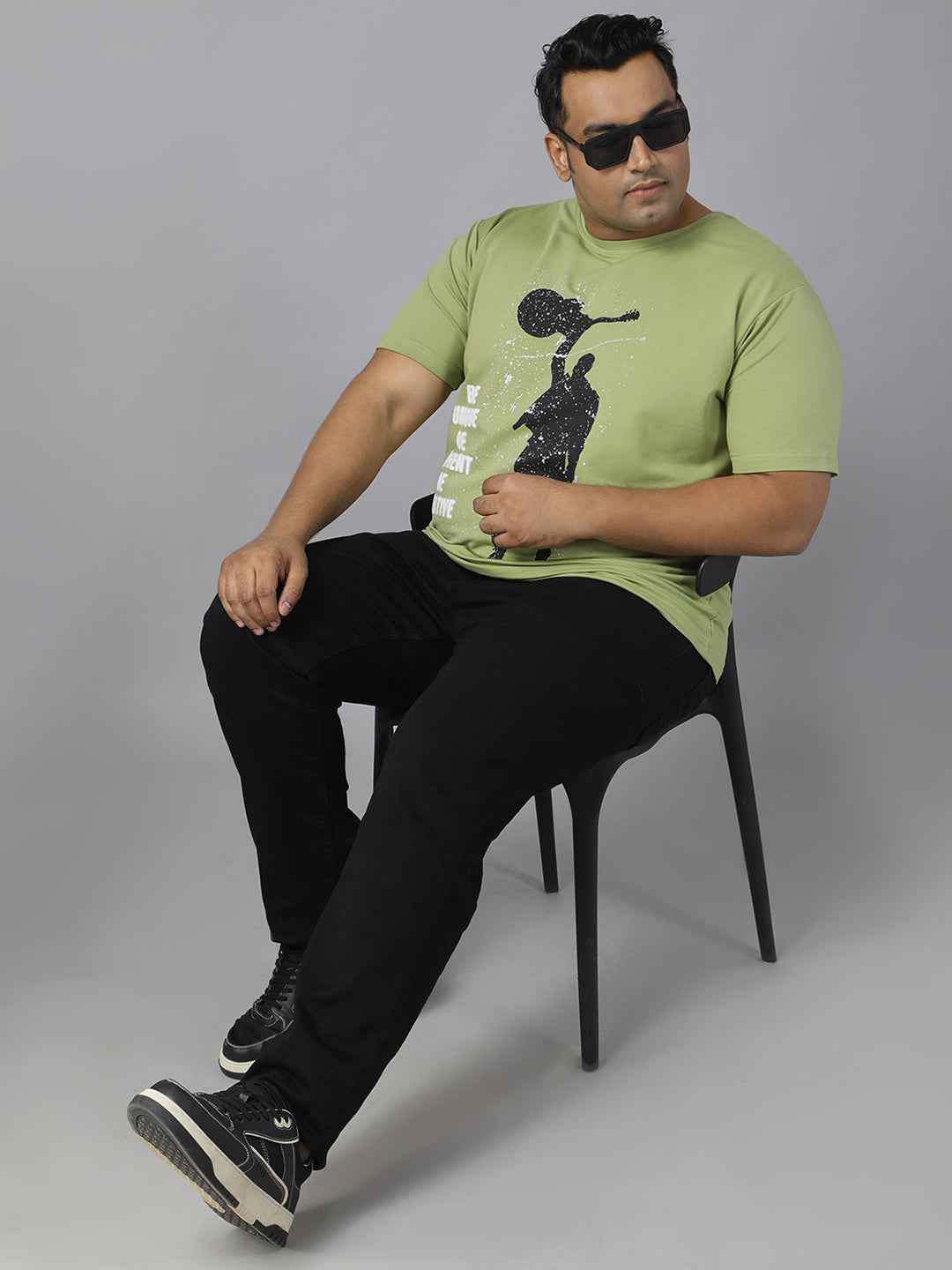 Men’s Plus Size Printed Crew Neck Half Sleeve T-Shirt, Modern Graphic Design, Stretchable Soft Fabric, Comfortable Everyday Casual Wear for All Seasons