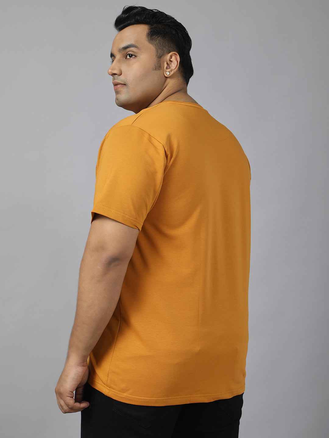 Men’s Plus Size Printed Crew Neck Half Sleeve T-Shirt, Modern Graphic Design, Stretchable Soft Fabric, Comfortable Everyday Casual Wear for All Seasons