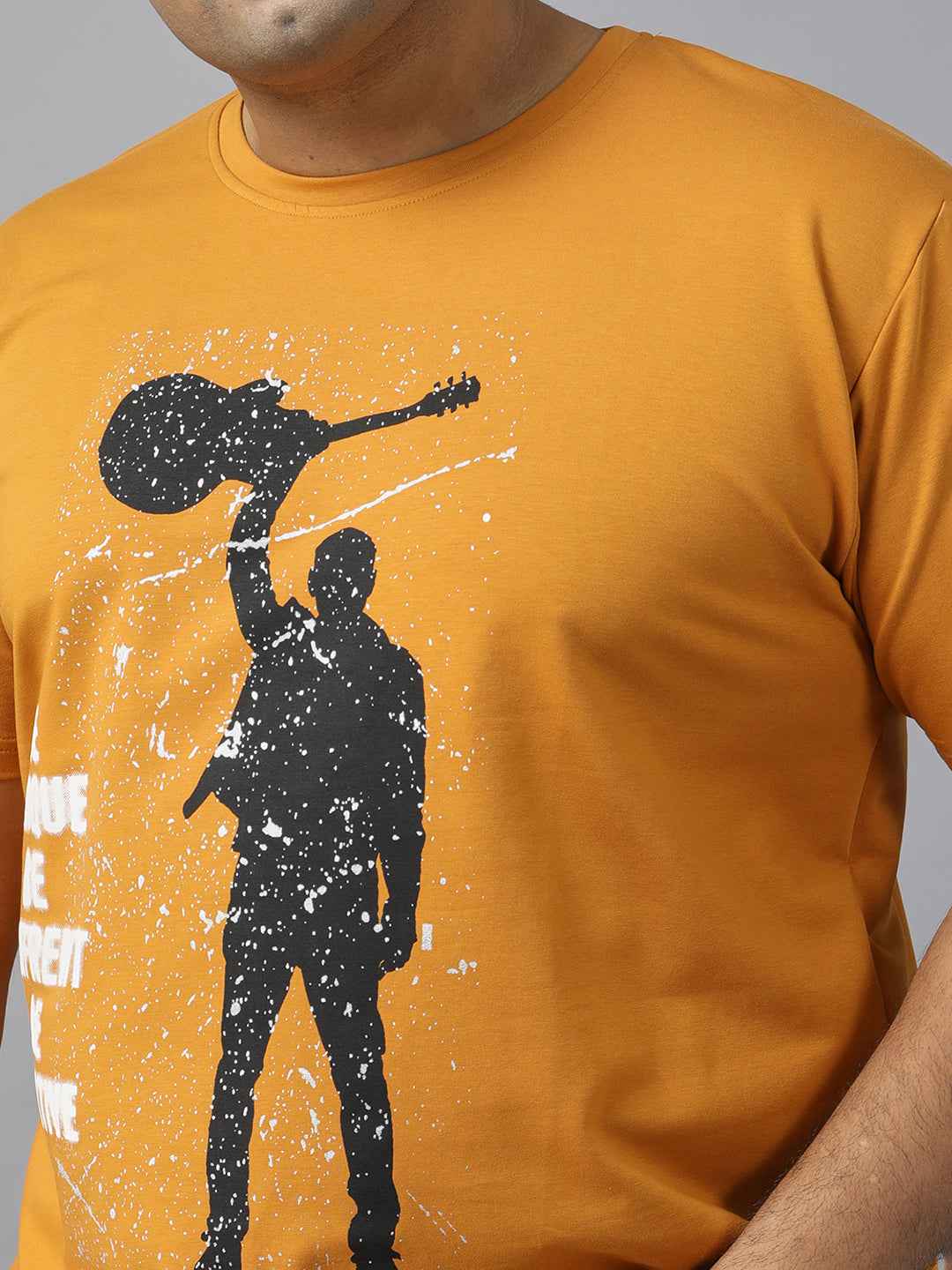 Men’s Plus Size Printed Crew Neck Half Sleeve T-Shirt, Modern Graphic Design, Stretchable Soft Fabric, Comfortable Everyday Casual Wear for All Seasons