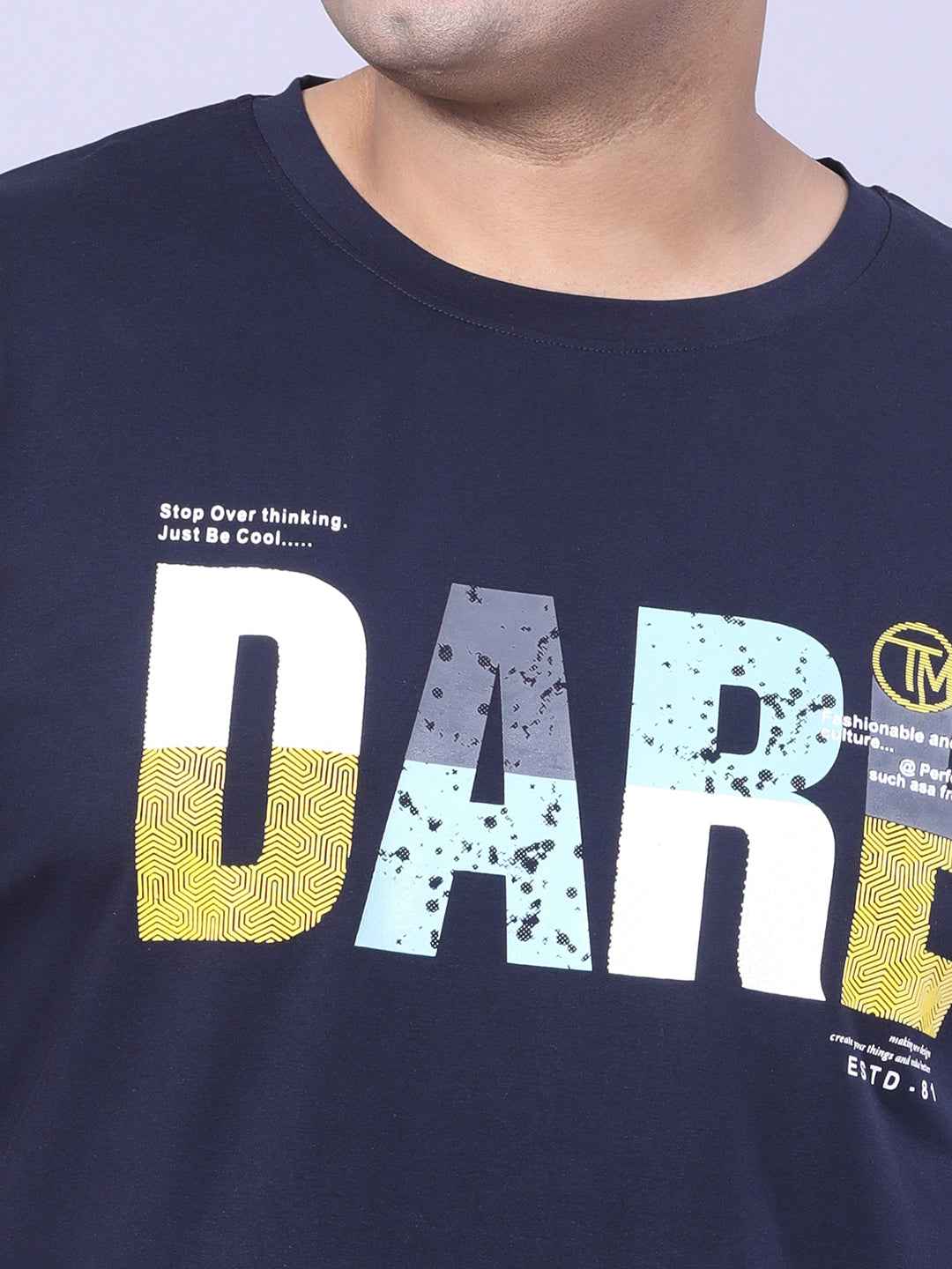 Men’s Plus Size DARE Printed T-Shirt with Modern Graphic Design, Relaxed Fit Everyday Casual Tee