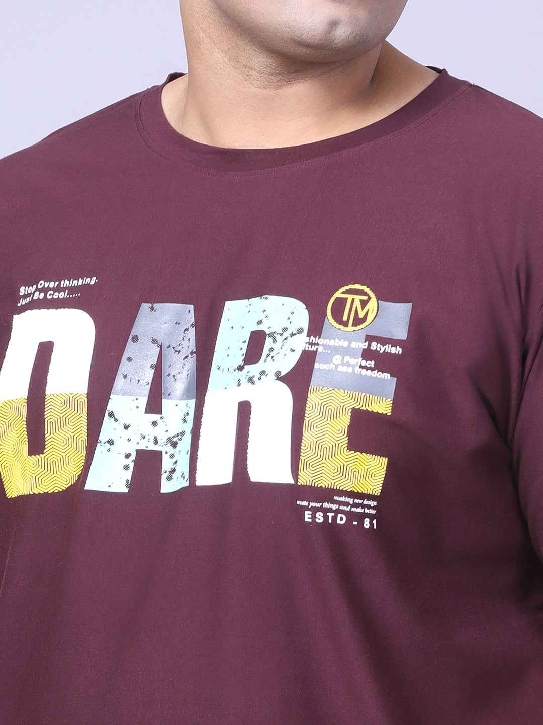 Men’s Plus Size DARE Printed T-Shirt with Modern Graphic Design, Relaxed Fit Everyday Casual Tee