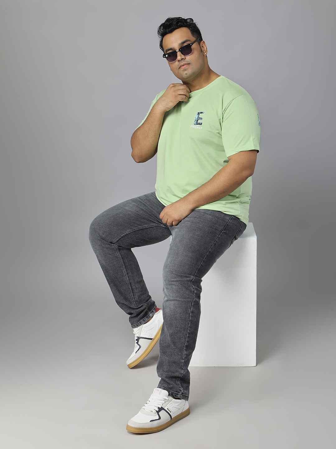 Men’s Plus Size Graphic Print T-Shirt with Snoopy Back Design, Soft Cotton Blend Fabric, Half Sleeves, Relaxed Fit Casual Tee for Daily Wear