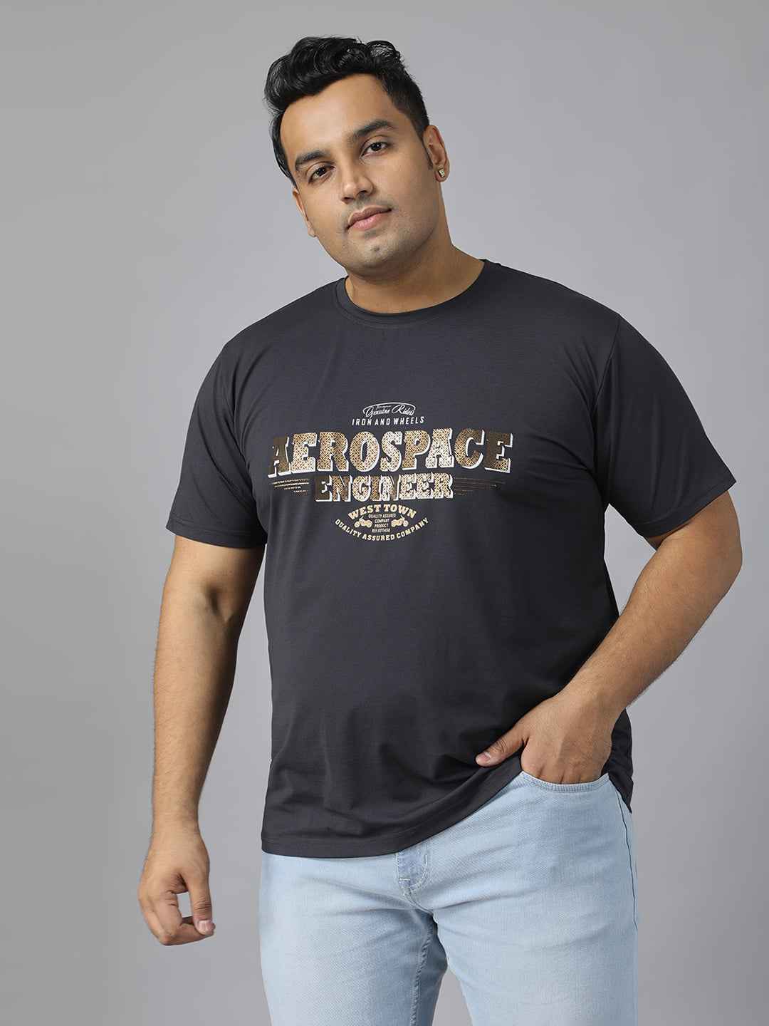 Men’s Plus Size Stylish Graphic Print T-Shirt | Comfortable Cotton Blend Round Neck Half Sleeve Tee | Casual Wear for Men | Perfect for Everyday, Travel & Weekend Outfits