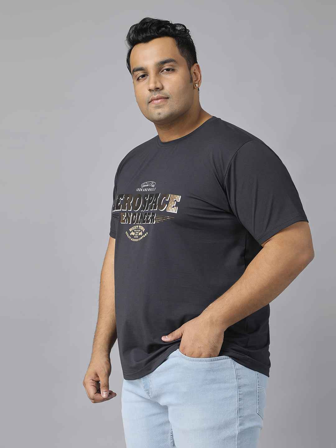 Men’s Plus Size Stylish Graphic Print T-Shirt | Comfortable Cotton Blend Round Neck Half Sleeve Tee | Casual Wear for Men | Perfect for Everyday, Travel & Weekend Outfits