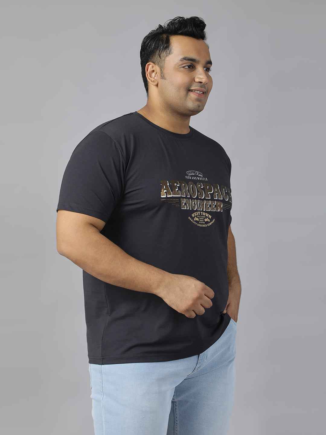 Men’s Plus Size Stylish Graphic Print T-Shirt | Comfortable Cotton Blend Round Neck Half Sleeve Tee | Casual Wear for Men | Perfect for Everyday, Travel & Weekend Outfits