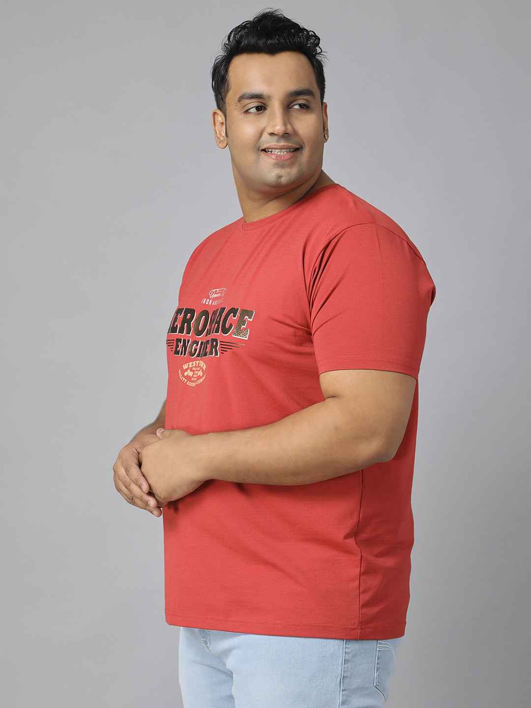 Men’s Plus Size Stylish Graphic Print T-Shirt | Comfortable Cotton Blend Round Neck Half Sleeve Tee | Casual Wear for Men | Perfect for Everyday, Travel & Weekend Outfits