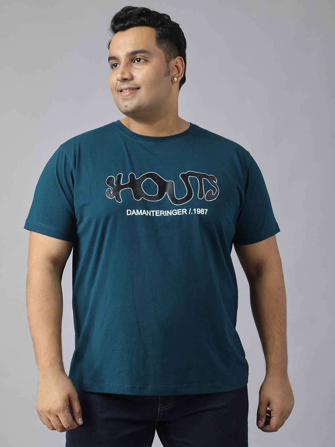 Men’s Plus Size Stylish Printed T-Shirt | Comfortable Cotton Fabric with Unique Front & Back Design | Casual Round Neck Tee for Modern Everyday Style