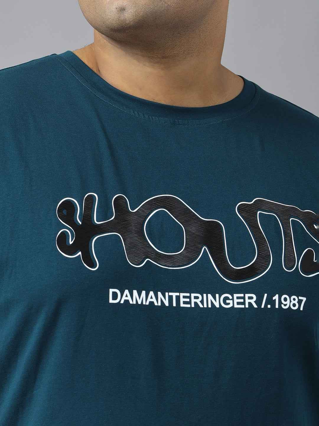 Men’s Plus Size Stylish Printed T-Shirt | Comfortable Cotton Fabric with Unique Front & Back Design | Casual Round Neck Tee for Modern Everyday Style