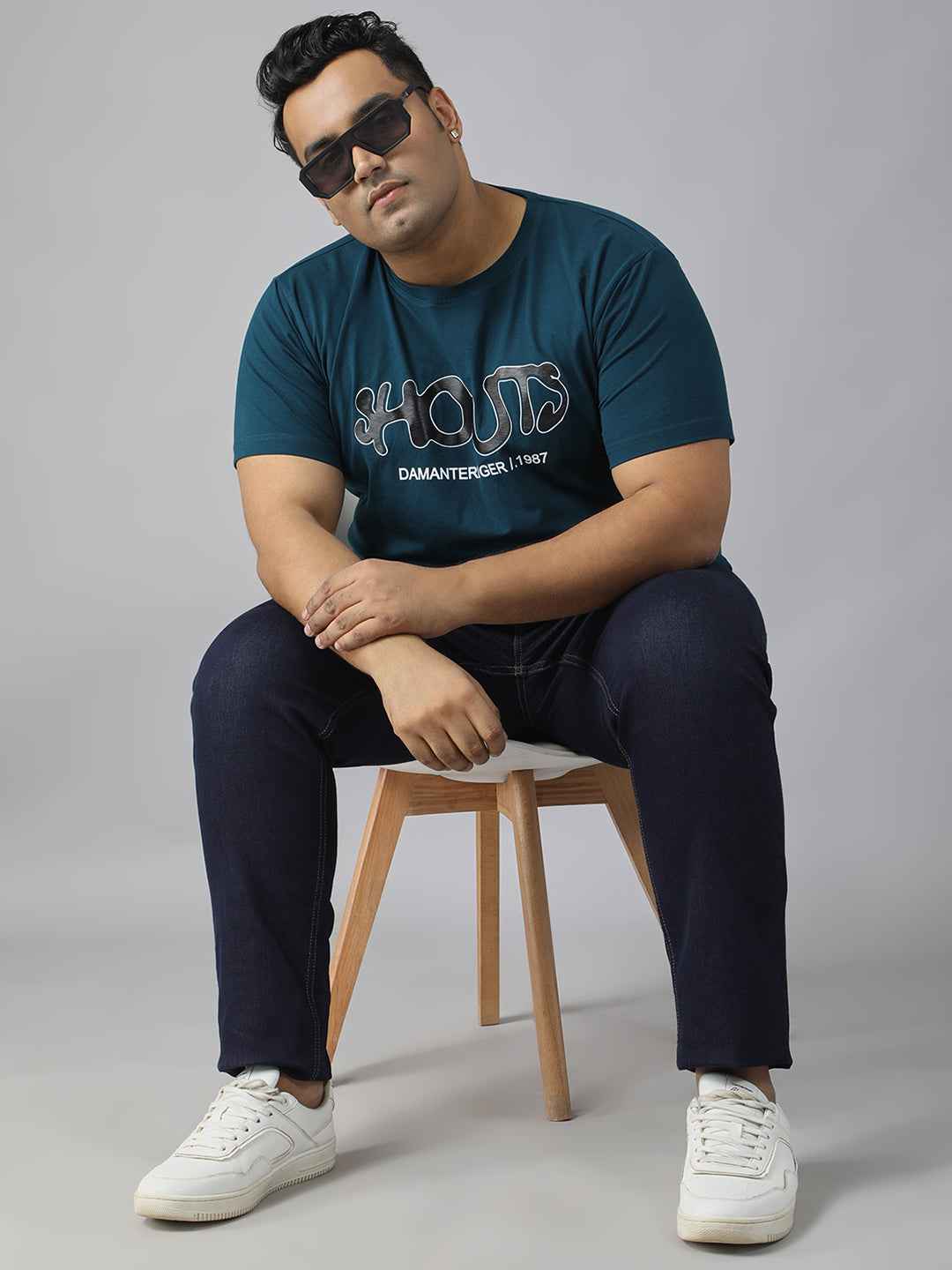 Men’s Plus Size Stylish Printed T-Shirt | Comfortable Cotton Fabric with Unique Front & Back Design | Casual Round Neck Tee for Modern Everyday Style