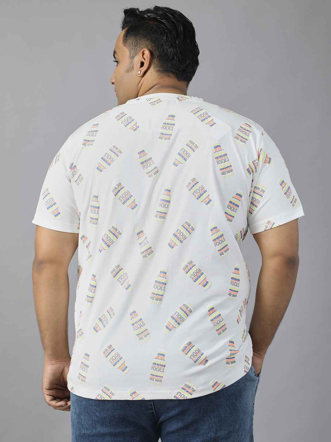 Stylish Men’s Plus Size Printed T-Shirt | Round Neck Half Sleeve Cotton Tee | Fashionable Graphic Streetwear for Daily Use | Soft Breathable Fabric Comfortable Fit