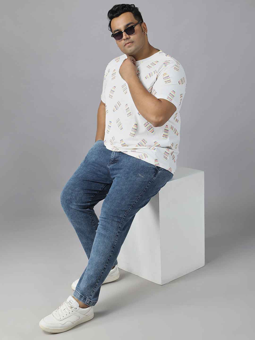 Stylish Men’s Plus Size Printed T-Shirt | Round Neck Half Sleeve Cotton Tee | Fashionable Graphic Streetwear for Daily Use | Soft Breathable Fabric Comfortable Fit