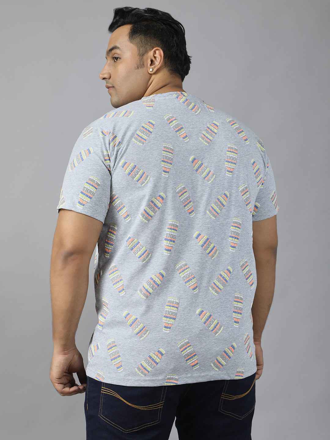 Stylish Men’s Plus Size Printed T-Shirt | Round Neck Half Sleeve Cotton Tee | Fashionable Graphic Streetwear for Daily Use | Soft Breathable Fabric Comfortable Fit