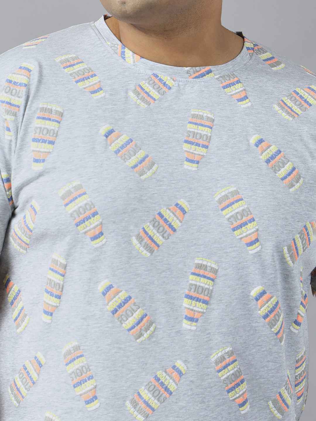 Stylish Men’s Plus Size Printed T-Shirt | Round Neck Half Sleeve Cotton Tee | Fashionable Graphic Streetwear for Daily Use | Soft Breathable Fabric Comfortable Fit