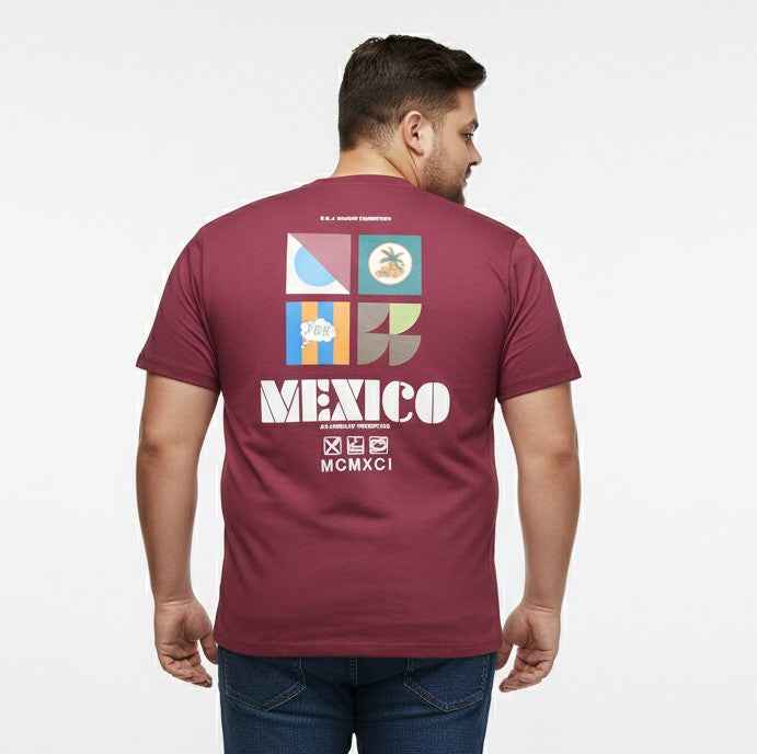 Men’s Big Size Graphic Tee with Mexico Front & Back Print