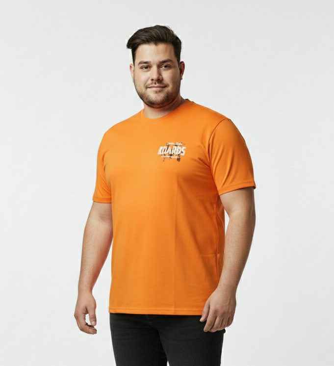 Trendy Men’s Plus Size Printed Relaxed Fit Crew Neck Short Sleeve Tee with Front & Back Graphic Design T-shirt