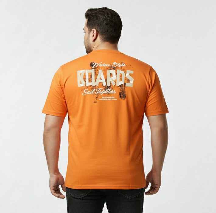 Trendy Men’s Plus Size Printed Relaxed Fit Crew Neck Short Sleeve Tee with Front & Back Graphic Design T-shirt