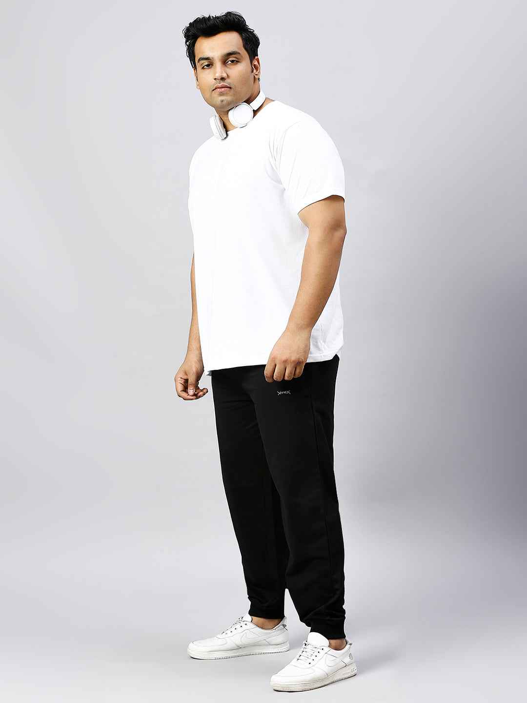 Men's Plus Size 2 Pocket Black Joggers