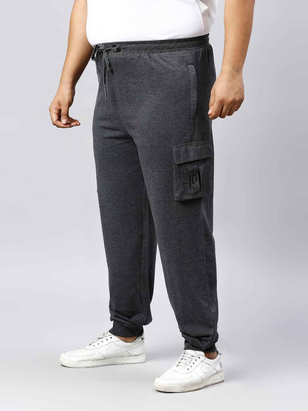 Plus Size Cargo Style 4 Pocket Grey Track pant