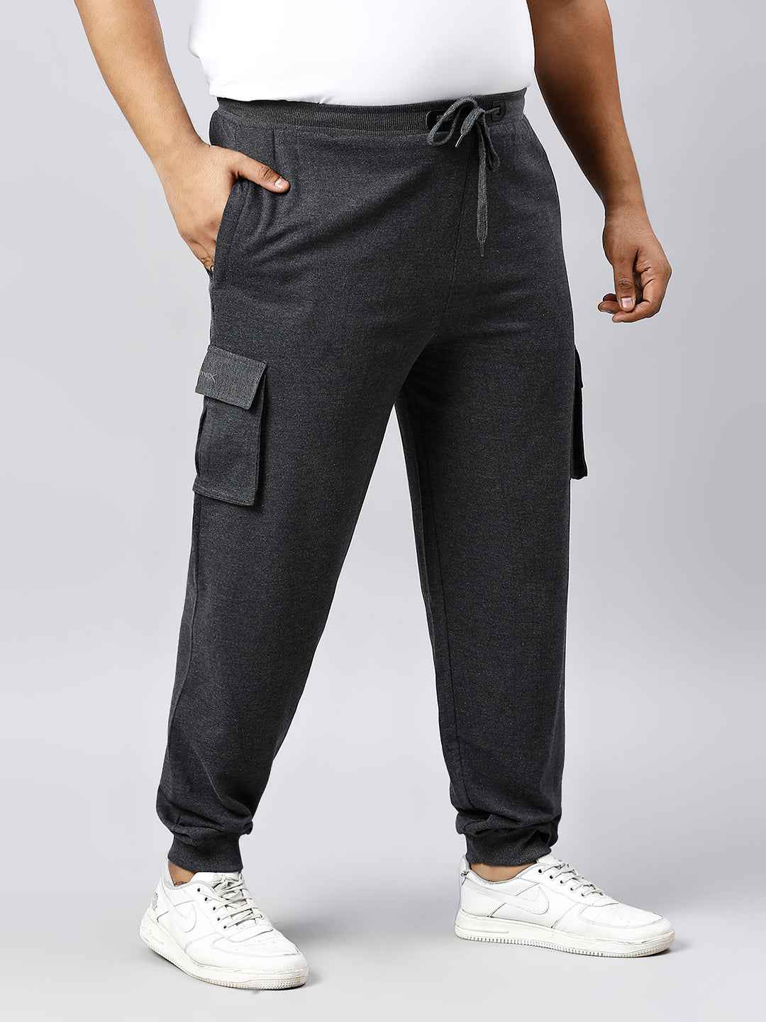 Plus Size Cargo Style 4 Pocket Grey Track pant