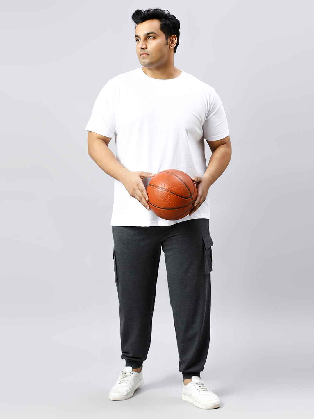 Plus Size Cargo Style 4 Pocket Grey Track pant