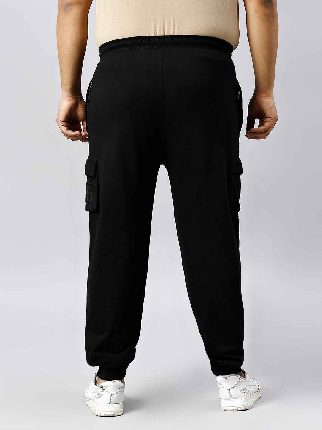 Plus Size Cargo Style 4 Pocket Black Track pant