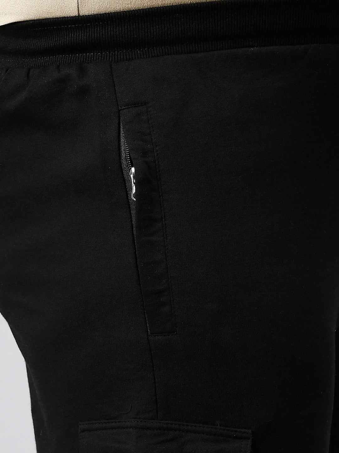 Plus Size Cargo Style 4 Pocket Black Track pant