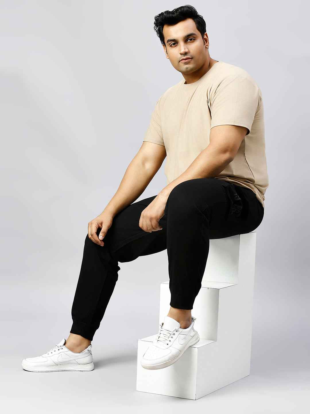 Plus Size Cargo Style 4 Pocket Black Track pant