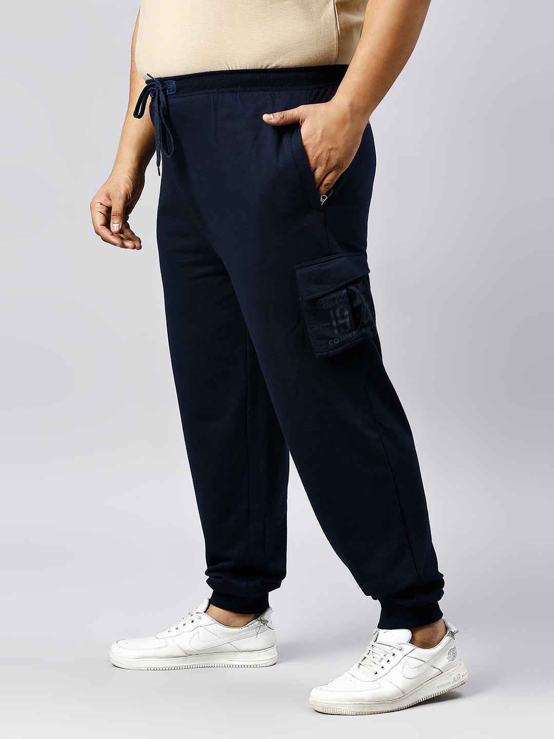 Plus Size Cargo Style 4 Pocket Navy Track pant