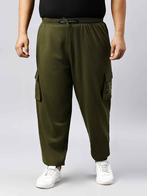 Plus Size Cargo Style 4 Pocket Olive Track pant