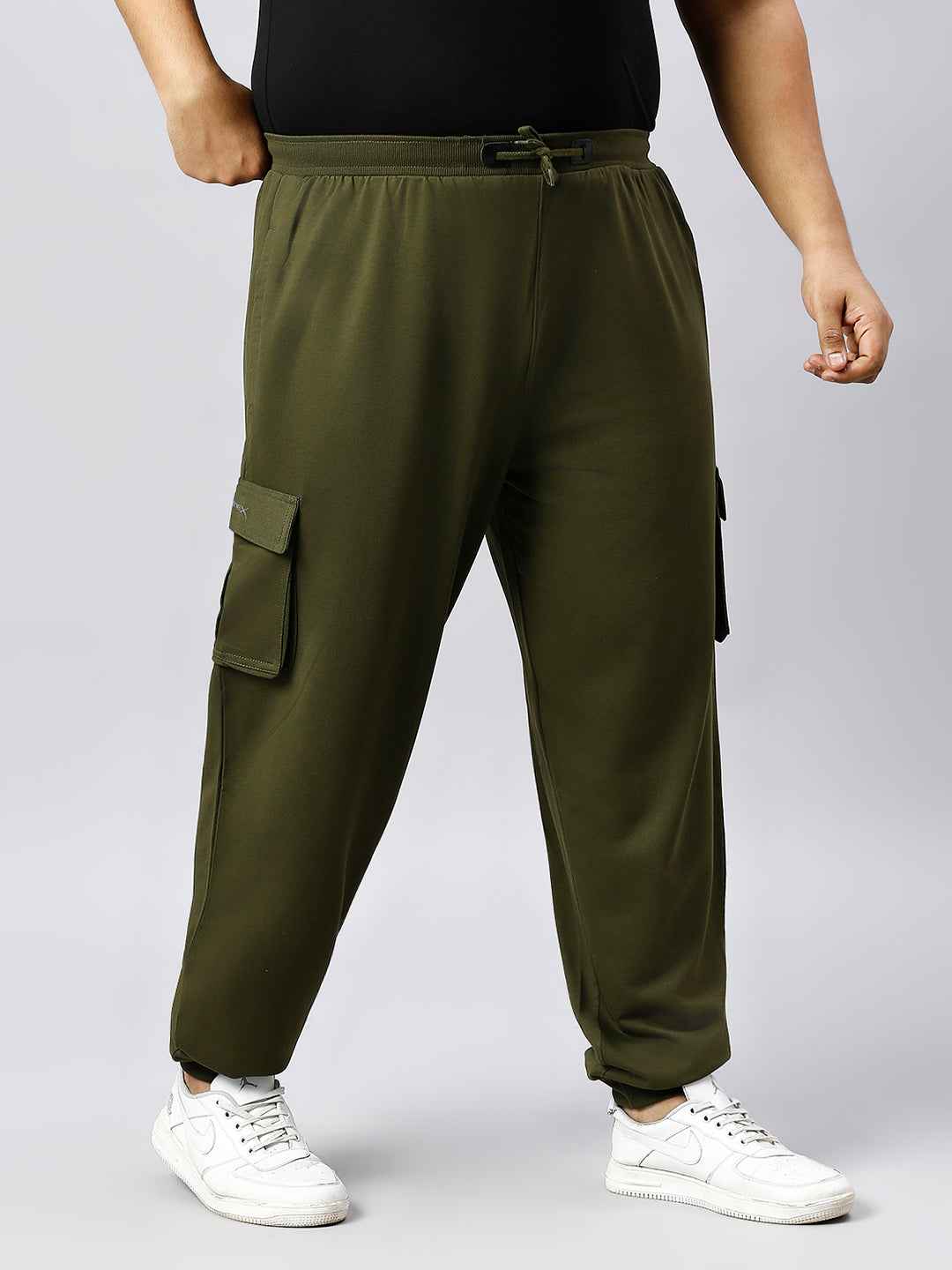 Plus Size Cargo Style 4 Pocket Olive Track pant