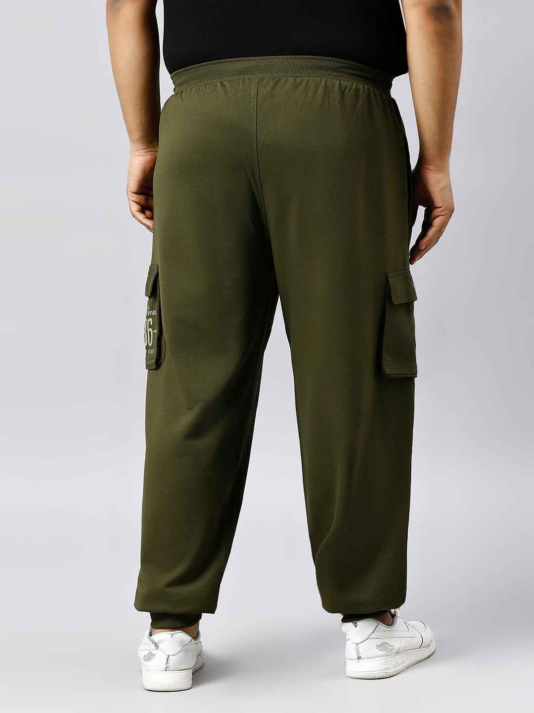 Plus Size Cargo Style 4 Pocket Olive Track pant