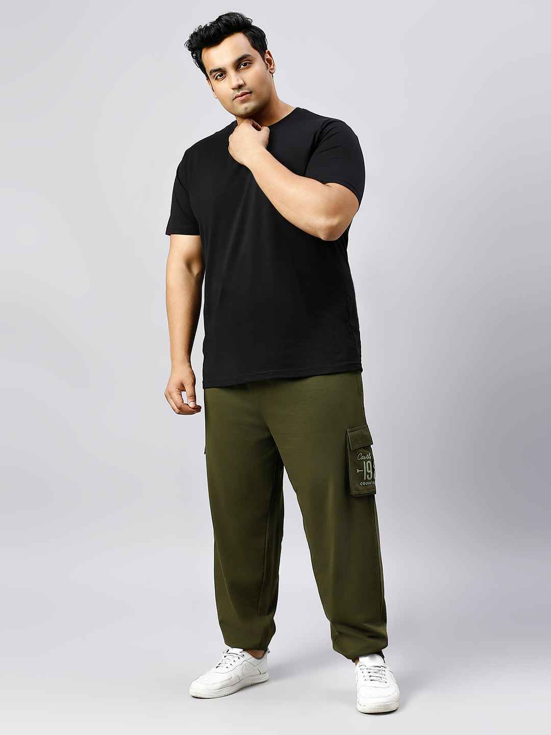 Plus Size Cargo Style 4 Pocket Olive Track pant