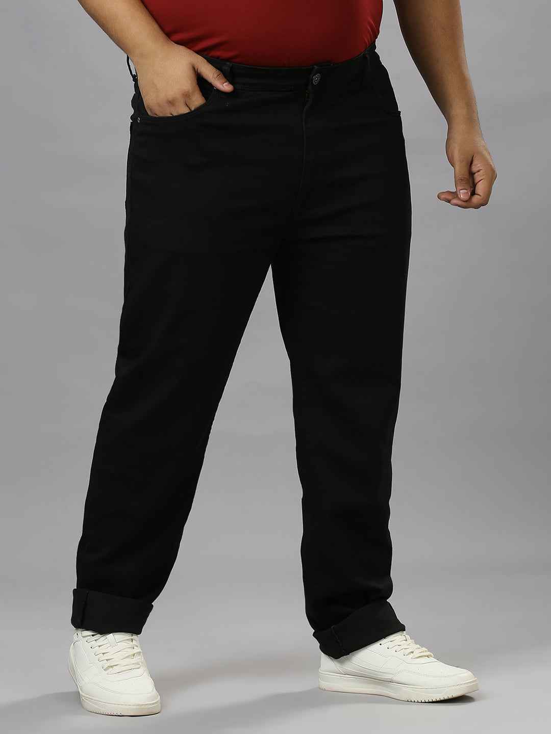 Men's Plus Size Ultra Stretchable Black Jeans With Pocket