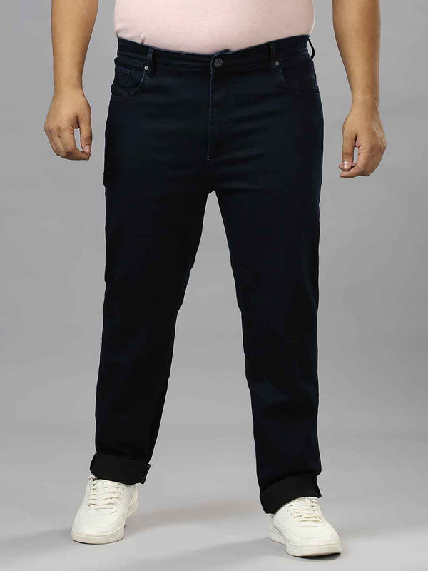 Men's Plus Size Ultra Stretchable Navy Jeans With Pocket