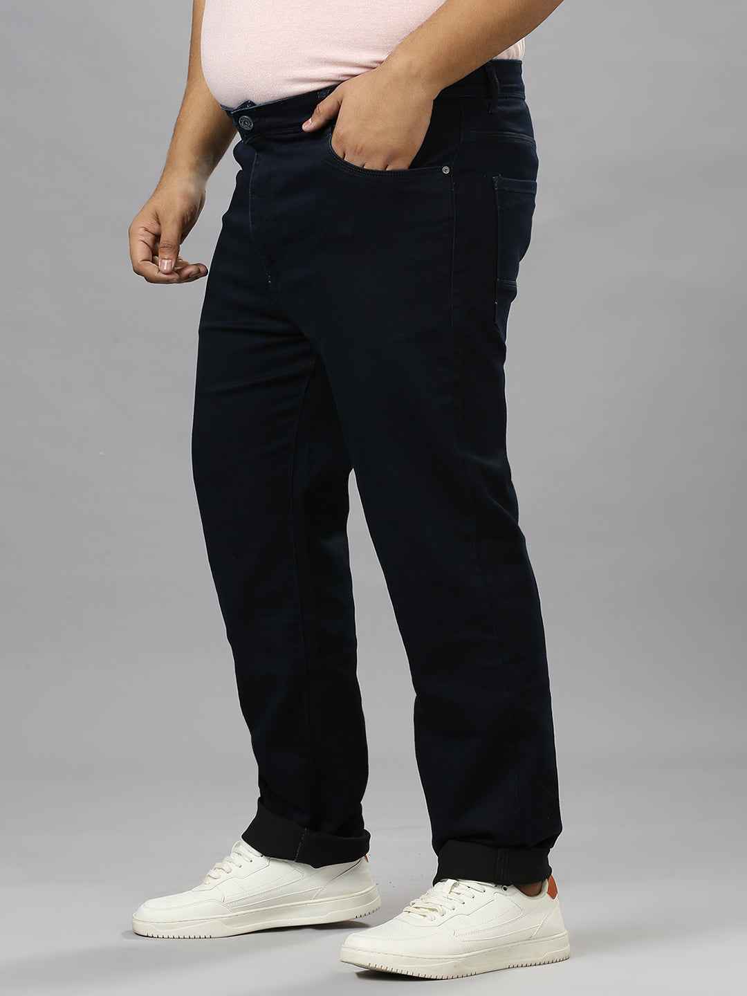 Men's Plus Size Ultra Stretchable Navy Jeans With Pocket