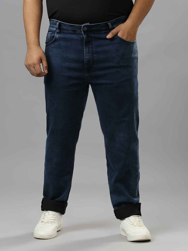 Men's Plus Size Stretchable Light Blue Jeans With Pocket