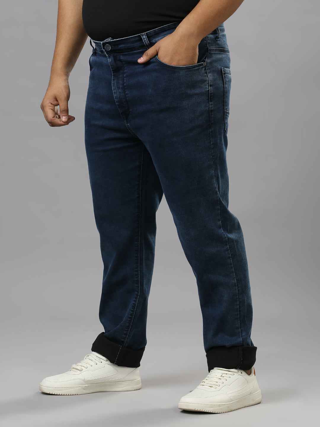 Men's Plus Size Stretchable Light Blue Jeans With Pocket