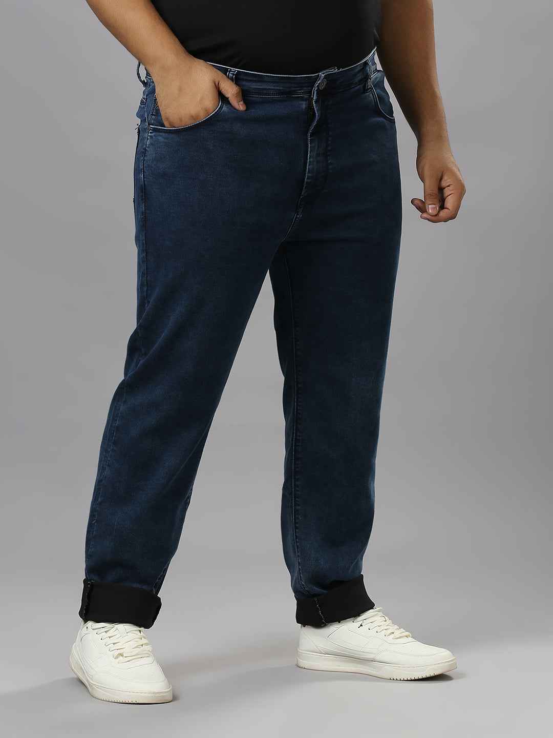 Men's Plus Size Stretchable Light Blue Jeans With Pocket
