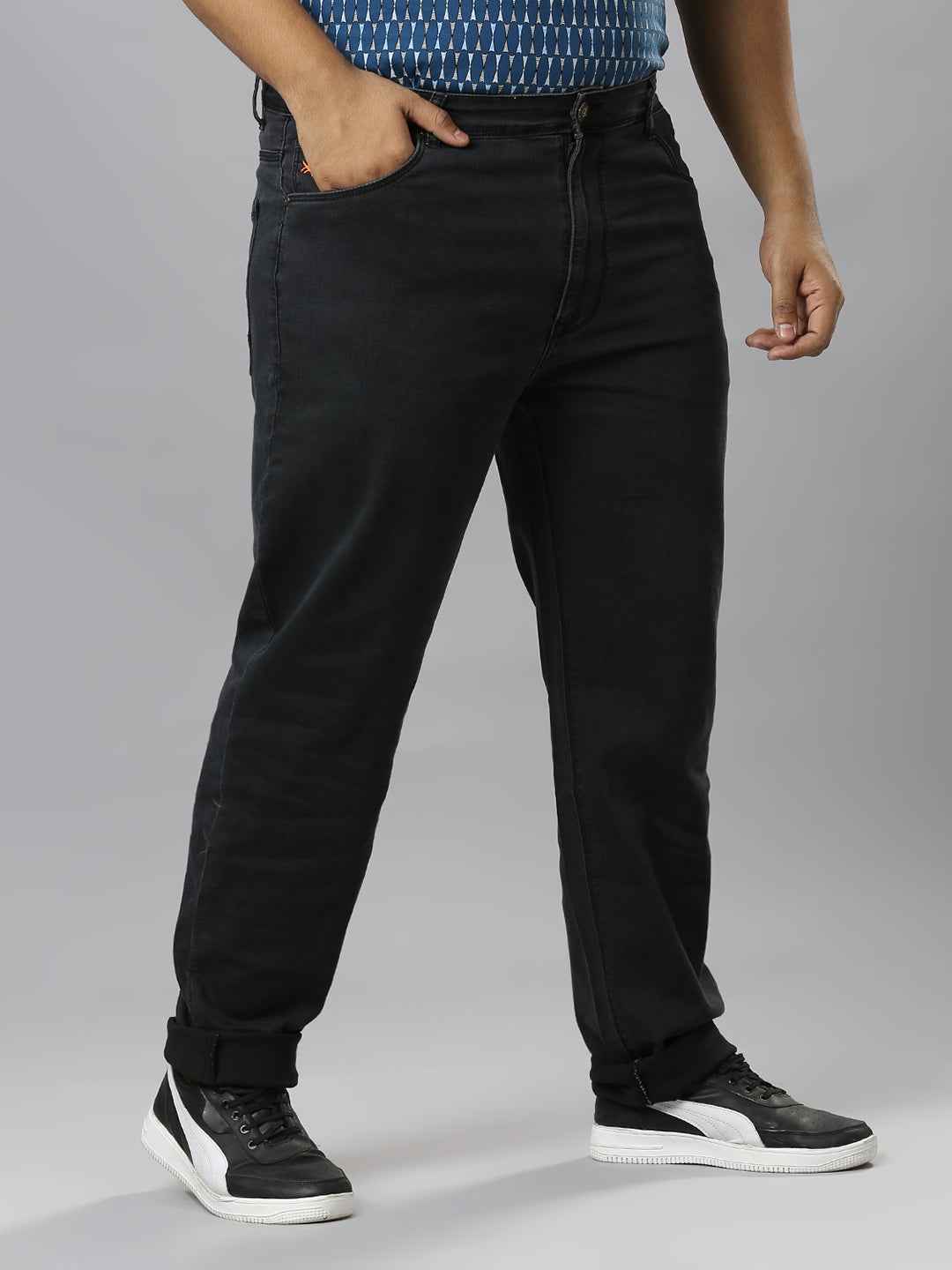 Men's Plus Size Stretchable Dark Grey Jeans With Pocket