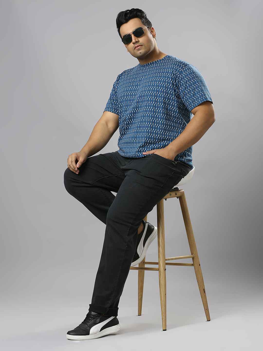 Men's Plus Size Stretchable Dark Grey Jeans With Pocket