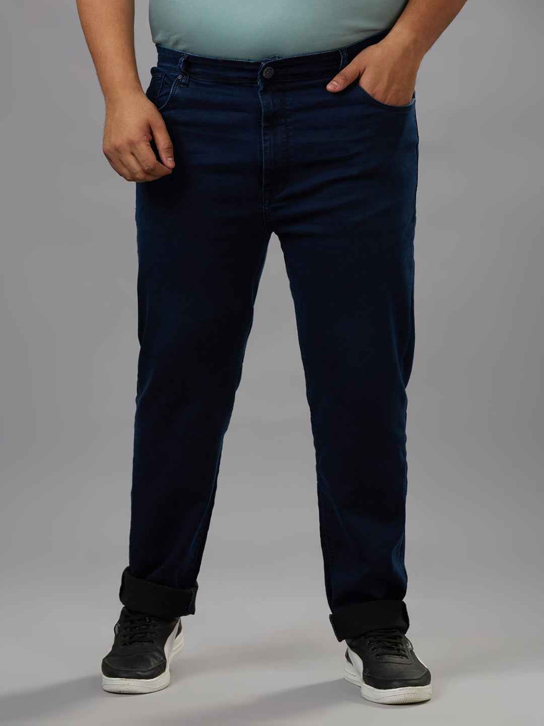 Men's Plus Size Stretchable Dark Blue Jeans With Pocket
