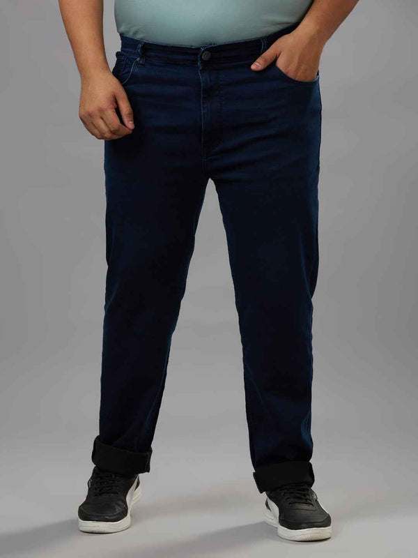 Men's Plus Size Stretchable Dark Blue Jeans With Pocket