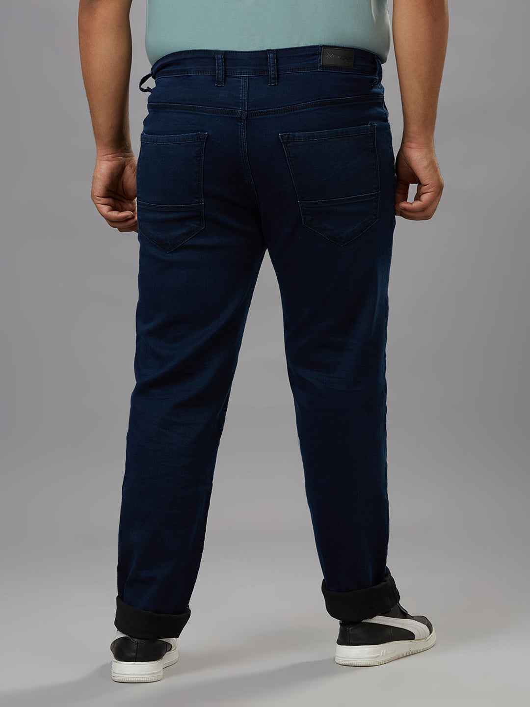 Men's Plus Size Stretchable Dark Blue Jeans With Pocket