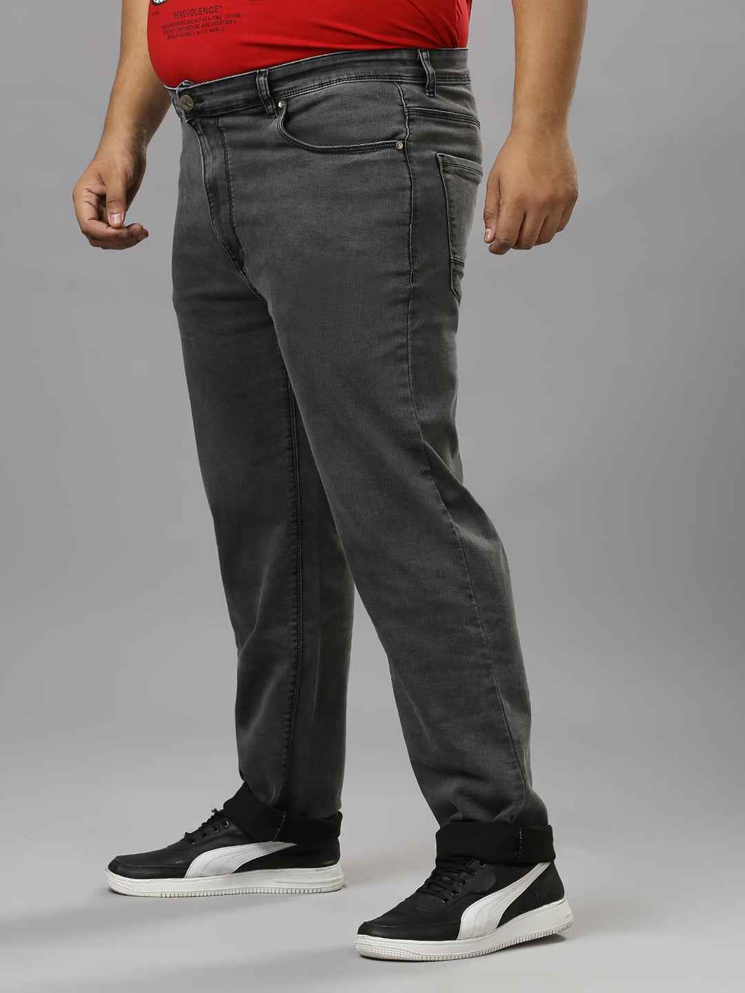Men's Plus Size Stretchable Light Grey Jeans With Pocket