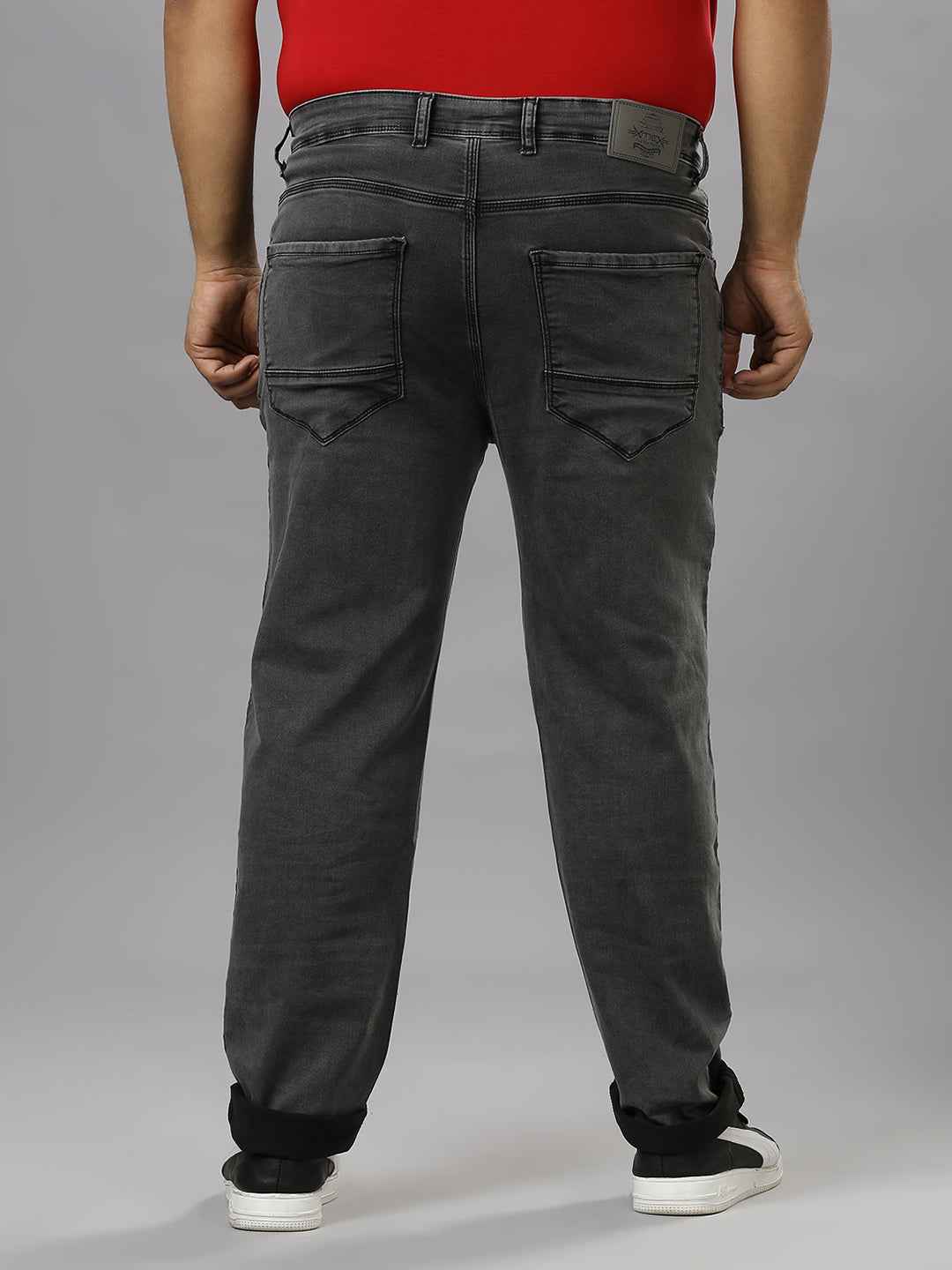 Men's Plus Size Stretchable Light Grey Jeans With Pocket